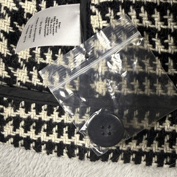 Talbots Women's Black & Off White Houndstooth Plaid Longer Coat Jacket Sz 14 - Picture 9 of 16